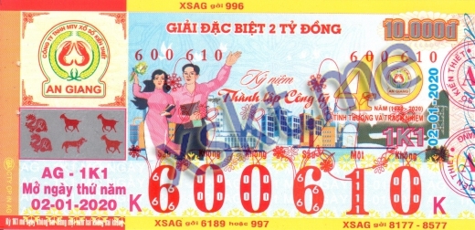 Mẫu vé sô xổ số An Giang ngày 2/1/2020