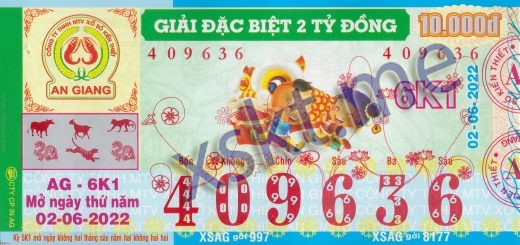 Mẫu vé sô xổ số An Giang ngày 2/6/2022