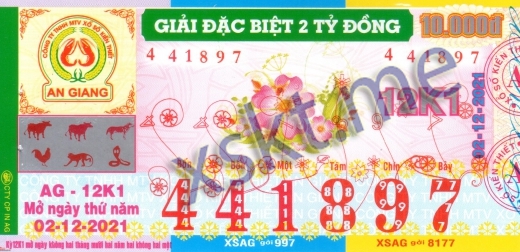 Mẫu vé sô xổ số An Giang ngày 2/12/2021