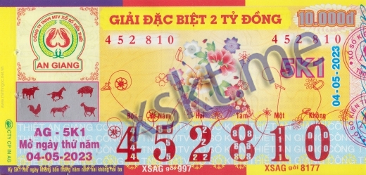 Mẫu vé sô xổ số An Giang ngày 4/5/2023