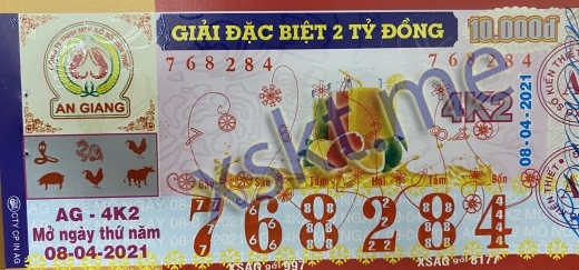 Mẫu vé sô xổ số An Giang ngày 8/4/2021