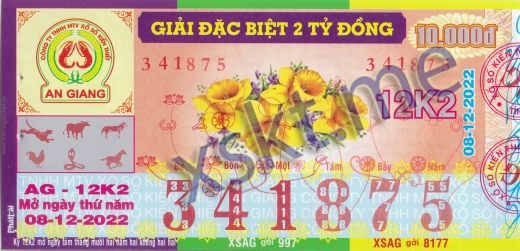 Mẫu vé sô xổ số An Giang ngày 8/12/2022