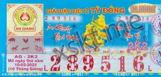 Mẫu vé sô xổ số An Giang ngày 10/2/2022