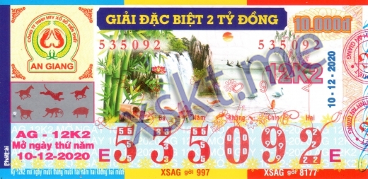 Mẫu vé sô xổ số An Giang ngày 10/12/2020