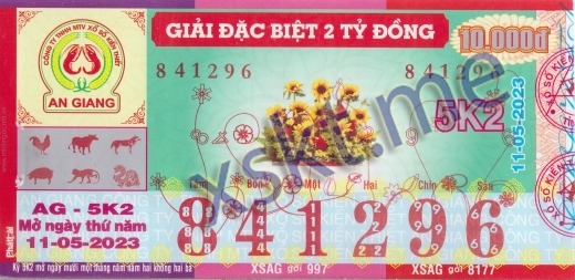 Mẫu vé sô xổ số An Giang ngày 11/5/2023