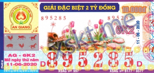 Mẫu vé sô xổ số An Giang ngày 11/6/2020
