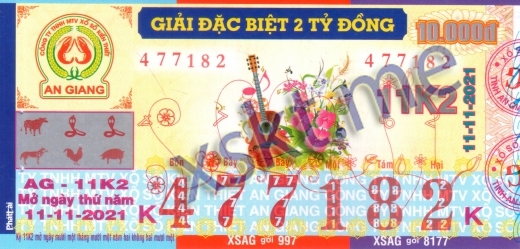 Mẫu vé sô xổ số An Giang ngày 11/11/2021