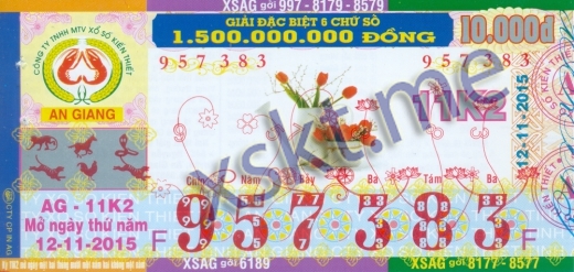 Mẫu vé sô xổ số An Giang ngày 12/11/2015