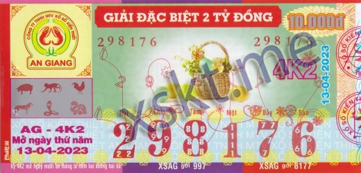 Mẫu vé sô xổ số An Giang ngày 13/4/2023