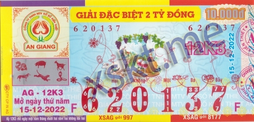 Mẫu vé sô xổ số An Giang ngày 15/12/2022