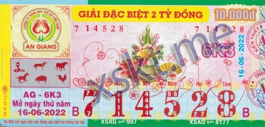 Mẫu vé sô xổ số An Giang ngày 16/6/2022