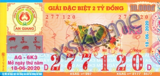 Mẫu vé sô xổ số An Giang ngày 18/6/2020