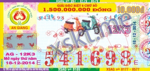 Mẫu vé sô xổ số An Giang ngày 18/12/2014