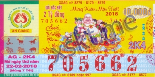 Mẫu vé sô xổ số An Giang ngày 22/2/2018