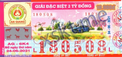 Mẫu vé sô xổ số An Giang ngày 24/6/2021