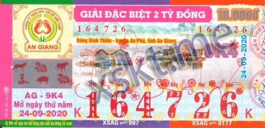 Mẫu vé sô xổ số An Giang ngày 24/9/2020