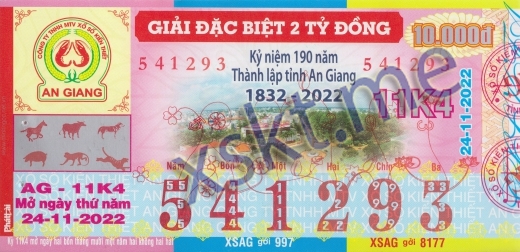 Mẫu vé sô xổ số An Giang ngày 24/11/2022