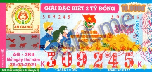 Mẫu vé sô xổ số An Giang ngày 25/3/2021