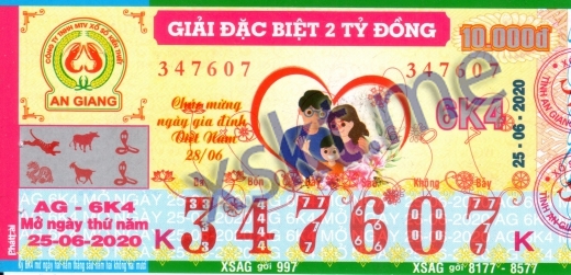 Mẫu vé sô xổ số An Giang ngày 25/6/2020