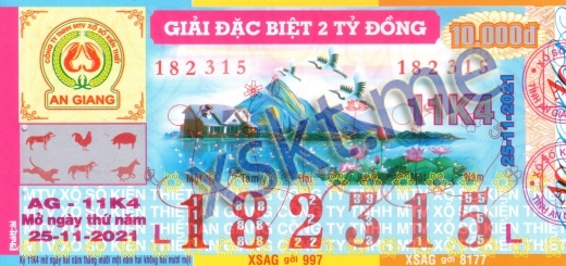 Mẫu vé sô xổ số An Giang ngày 25/11/2021