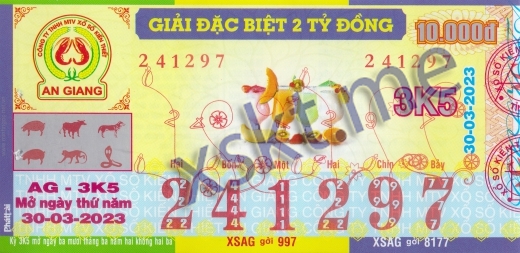 Mẫu vé sô xổ số An Giang ngày 30/3/2023