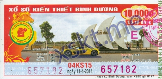 Mẫu vé sô xổ số Bình Dương ngày 11/4/2014