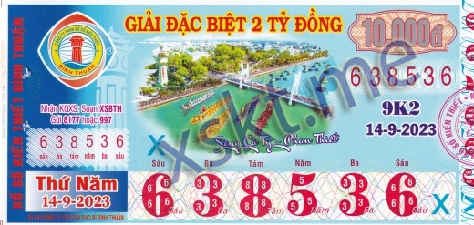 Mẫu vé sô xổ số Bình Thuận
