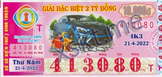 Mẫu vé sô xổ số Bình Thuận ngày 21/4/2022