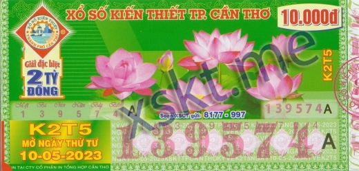 Mẫu vé sô xổ số Cần Thơ ngày 10/5/2023