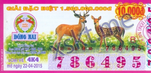 Mẫu vé sô xổ số Cần Thơ ngày 22/4/2015