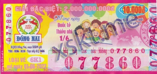 Mẫu vé sô xổ số Đồng Nai ngày 1/6/2022