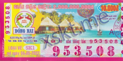 Mẫu vé sô xổ số Đồng Nai ngày 4/5/2022