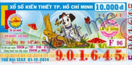 Mẫu vé sô xổ số Hồ Chí Minh ngày 1/12/2014
