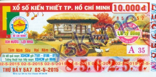 Mẫu vé sô xổ số Hồ Chí Minh ngày 2/5/2015