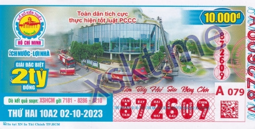 Mẫu vé sô xổ số TP.HCM ngày 2/10/2023