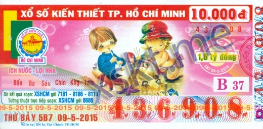 Mẫu vé sô xổ số Hồ Chí Minh ngày 9/5/2015