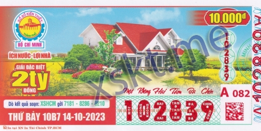 Mẫu vé sô xổ số TP.HCM ngày 14/10/2023