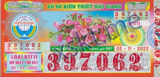 Mẫu vé sô xổ số Hậu Giang ngày 5/11/2022