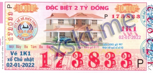 Mẫu vé sô xổ số Kiên Giang ngày 2/1/2022