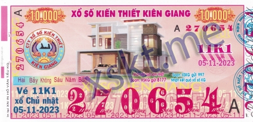 Mẫu vé sô xổ số Kiên Giang ngày 5/11/2023