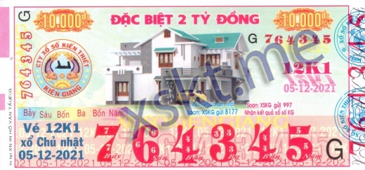Mẫu vé sô xổ số Kiên Giang ngày 5/12/2021