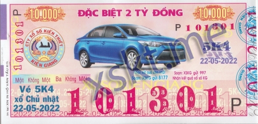 Mẫu vé sô xổ số Kiên Giang ngày 22/5/2022
