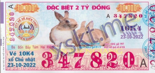 Mẫu vé sô xổ số Kiên Giang ngày 23/10/2022