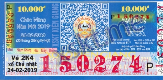 Mẫu vé sô xổ số Kiên Giang ngày 24/2/2019