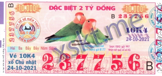 Mẫu vé sô xổ số Kiên Giang ngày 24/10/2021