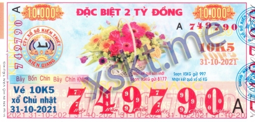 Mẫu vé sô xổ số Kiên Giang ngày 31/10/2021