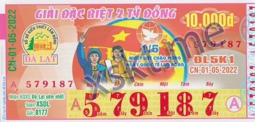 Mẫu vé sô xổ số Đà Lạt ngày 1/5/2022
