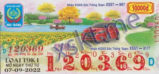 Mẫu vé sô xổ số Sóc Trăng ngày 7/9/2022