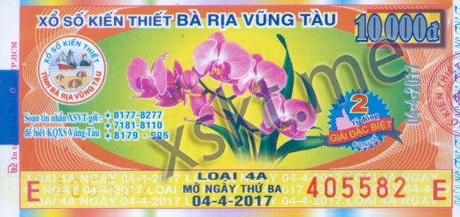 Mẫu vé sô xổ số Vũng Tàu ngày 4/4/2017