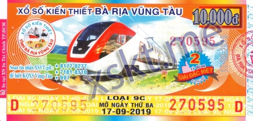 Mẫu vé sô xổ số Vũng Tàu ngày 17/9/2019